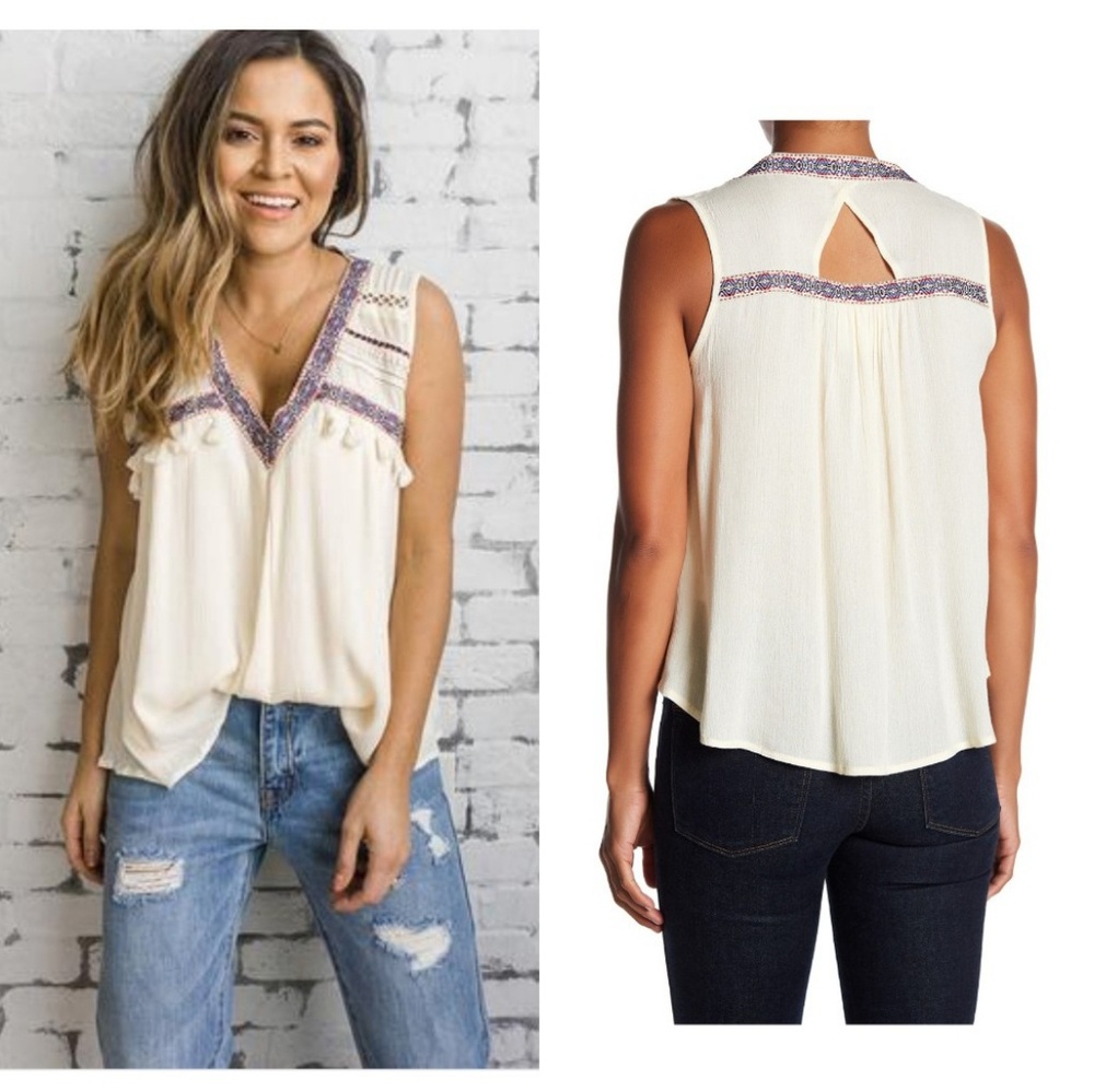 PPLA Clothing Canyon Top Cream Flowy Tassels